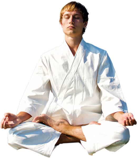 Martial Arts Lessons for Adults in Stafford VA - Young Man Thinking and Meditating in White