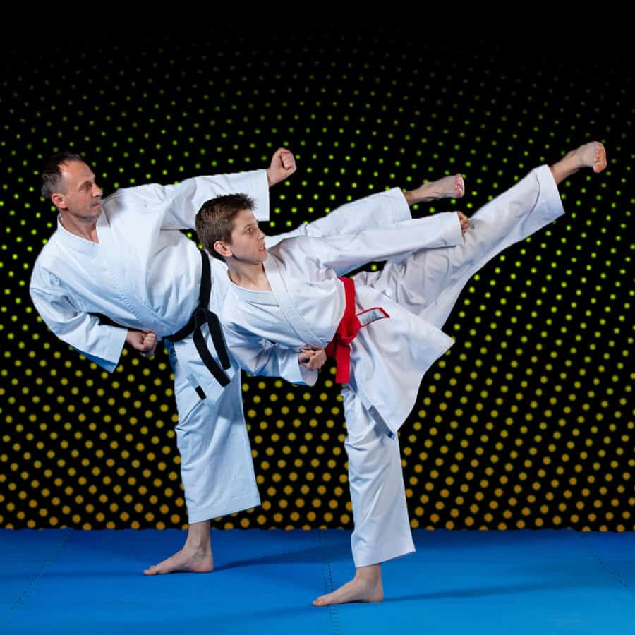 Martial Arts Lessons for Families in Stafford VA - Dad and Son High Kick