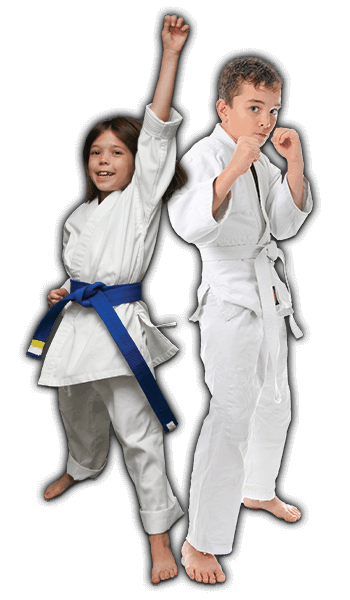 Martial Arts Lessons for Kids in Stafford VA - Happy Blue Belt Girl and Focused Boy Banner